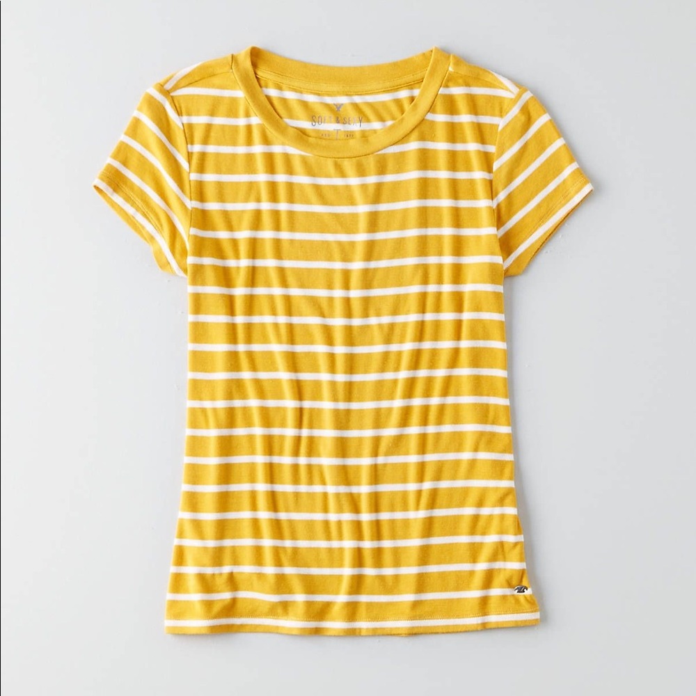 Super soft and stretchy yellow stripped tee shirt